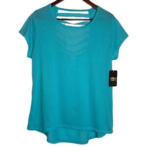 Athletic Works Turquoise Strappy Back Mesh Short Sleeve T-Shirt Extra Large XL